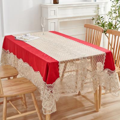 China Rrectangular Waterproof Tablecloths Wedding Lace Velvet Table Cloth Wedding Table Cloth For Banquet for sale