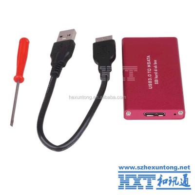 China Wholesale Aluminum USB 3.0 to MSATA External SSD Hard Drive Box Enclosure Case Red for sale