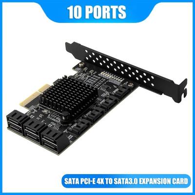 China SATA PCI-E PCI Express X4 Desktop Adapter 10 Ports to SATA 3.0 6Gbps Rate Expansion Card Controller Interface for HDD ASM1166 for sale