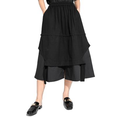 China Women's Black Skirt 2023 Ladies Design Summer Slit Midi Anti-static Casual Irregular Latest New Long Half for sale