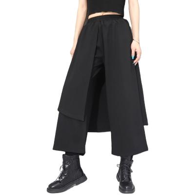 China Autumn And Winter Anti-wrinkle Straight Wide Leg Pants Women's Casual Asymmetric Splice To Show Thin Large Size Loose Two-piece Pants for sale