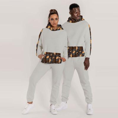 China Wholesale Silk Hoodies Sweatshirts Set 100% African Cotton Wax Prints Fabric Kente Sports African Couple Set Gear Africa Clothing for sale