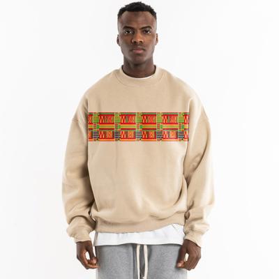 China Africa Kente fleece anti-wrinkle cotton drop-shouler unisex sleeve africa kente kitenge design heavy custom pullover af crewneck unisex sleeve sweatshirt for sale