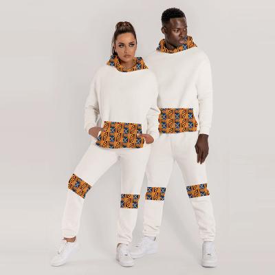 China Anti-Wrinkle OEM Men Hoodie Set Sweatshirt 100% Cotton Long Sleeve Printed African Print Pullover Oversized Hoodies for sale