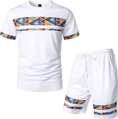 China QUICK DRY Custom Print Men's Dashiki Africa Tracksuit Summer Sports Men Street Wear Short T-Shirt and Short Set for sale