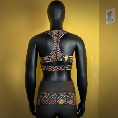 China Custom QUICK DRY sexy women set new tracksuit Highstreet sports two piece suit T back printed Africa clothing crop top suit for sale