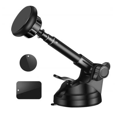 China Adjustable Car Dashboard Windshield Phone Holder Magnetic Car Phone Mount With 6-Strong Magnets And Metal Telescopic Arm for sale