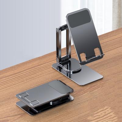 China Adjustable Aluminum Alloy Portable Desktop Phone Stand Cell Phone Double Foldable Support Adjustable Desk Mobile Phone Holder for sale