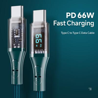 China 66W USB C to C Fast Charging Cable USB C to USB Type C Cable 66W LED Digital Display Mobile Phone Charge Cable 6A PD Fast Charging Cable for Macbook Xiaomi Samsung for sale