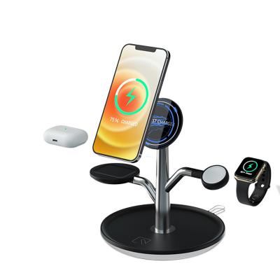 China Smart Watch 15W Multifunction Magnet 3 in 1 Wireless Charger For iPhone12 13 iWatch Airpods Desktop Phone Stand Wireless Charger For Samsung for sale