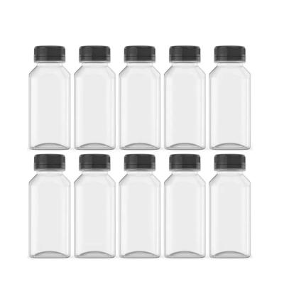 China 8oz 10oz 16oz Empty Reusable Juice Beverage Containers With Tamper Evident Lids Pet Clear Plastic Juice Bottles With Cap for sale