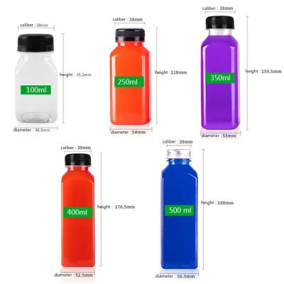 China Transparent Pet Disposable Food Juice Beverage Bottles Milk Tea Bottles With Lid for sale