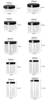 China PET-Glas für Lebensmittel, weißer Kunststoff 4oz 8oz 300ml 500ml runde Form leere Augencreme Gesichtscreme Gläser 16oz Behälter zu verkaufen