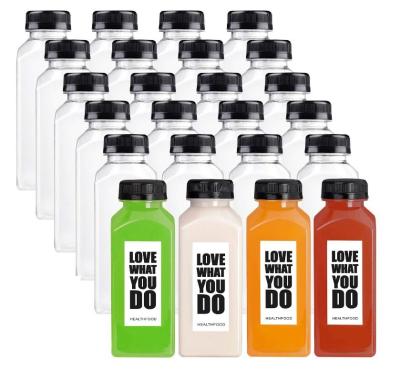 China Nuevo diseño Botellas de plástico 250ml 350ml 500ml Jugo de frutas Botellas de PET con tapa Botellas de plástico desechables para jugo en stock en venta