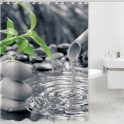 China Sustainable Digital Stone 3D Printing Waterproof Shower Curtain Bathroom Window Curtain for sale