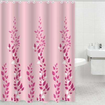 China Sustainable Water And Grass Design Grommet Bathroom Shower Curtains Bath Set With Cover for sale