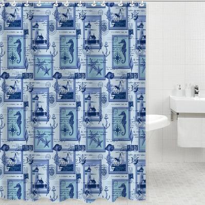 China Sustainable 14 Pcs Sea World Bathroom Shower Curtain Set for sale