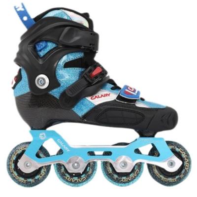 China Hot Outdoor Cnc Alumium Fiber Roller Skates Kids Professional Blue Pink Carbon Skates For Kids for sale