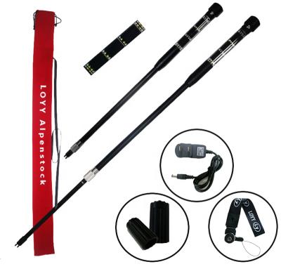 China Multifunctional Adjustable Telescopic Flashlight Aluminum Alloy Increasing Walking Stick Trekking Poles To Increase Folding Self Defense for sale