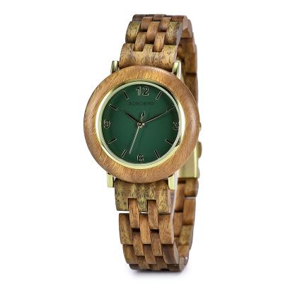 China Water Resistant BOBO BIRD In Running PU Leather Strap Quartz Wood Luxury Wrist Watches For Women for sale