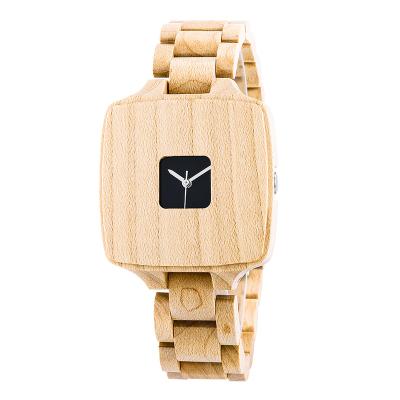 China BOBO BIRD Women's Watch Delicate Water Resistant Ladies Square Maple Wood Wooden Wristwatches Her Wooden Watches Clock For Dress Dress for sale