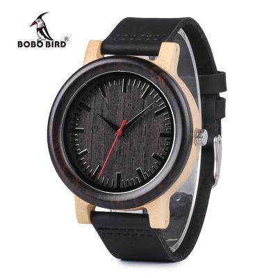 China BOBO BIRD Wrist Watch Handmade Mens Watch Non-Specific Wooden Logo With Leather Strap for sale