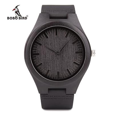 China Non-Specific BOBO BIRD Creative Design Engrave Custom Logo Wood Watch With Groomsman Idea Gifts Leather Strap for sale