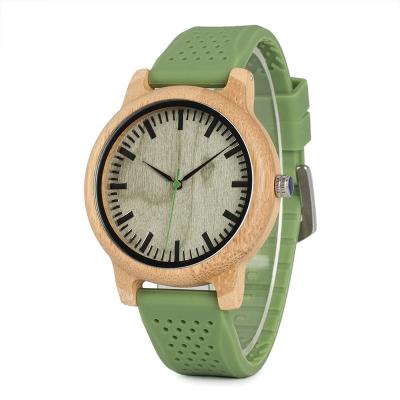 China BOBO BIRD Non-Specific Natural Bamboo Wood Watch With Custom Logo Silicone Band for sale