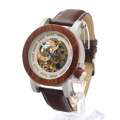 China Power reserve BOBO BIRD waterproof business watches saat luxury wooden hour-man automatic mechanical watch in wooden box for sale