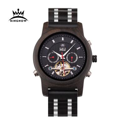 China Kingnow Chronograph 2021 Luxury Mechanical Watch Male Wooden Watches For Man Automatic Mechanical Wristwatch Watch Wood With Logo for sale