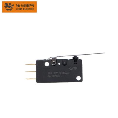 China Lema KW7F-9T Home Appliance Long Lever Waterproof Micro Switch 3 Pins Automatic Electronic Micro Switch for sale