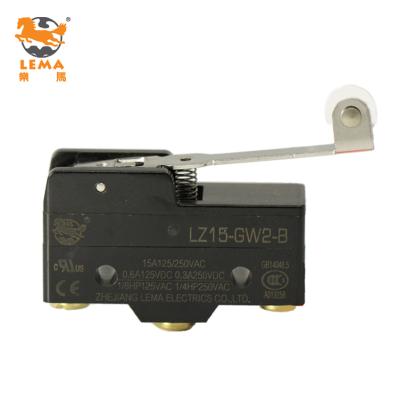 China Machinery Lema LZ15-GW2-B micro hinge plastic roller micro switch 250v ac switch t105 5e4 for sale