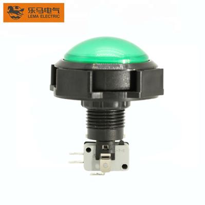 China Game Machines Lema PBS-006 98mm Green Round Plastic Push Button Switch With LED Light for sale