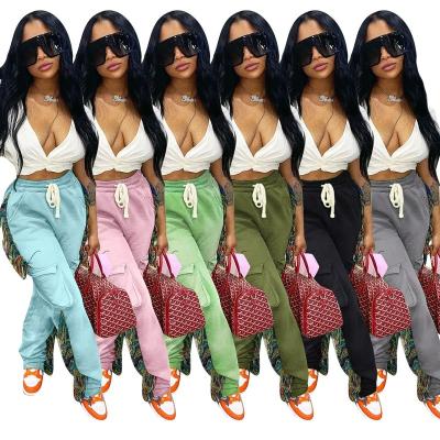 China OUDINA Anti-Wrinkle Fashion Clothing Solid Color Pants Tassel Jogger Women Casual Fringed Sportswear Tracksuit Pants for sale