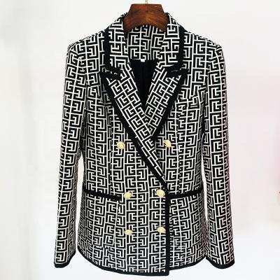 China 2022 New Anti-Wrinkle OUDINA Stain Jacquard Jackets Woman Graphic Blazer Jacket Fashion Double Breasted Casual Blazers for sale