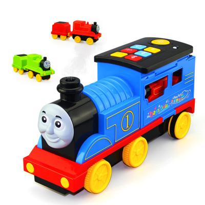 China ChuangFa toys soundtrack bump and go smoking train with light and healthy small red blue gree train toys NO-1023 for sale