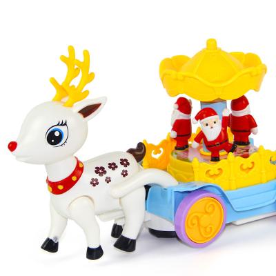 China Chuanfa Children Toys Battery Operated Cartoon Carousel With Light And Sound Bo Bump And Go Deer With Light And Sound NO-7703 for sale