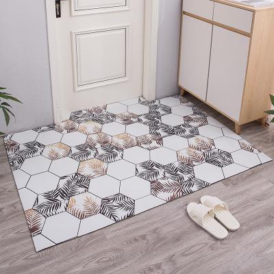 China Nordic Cut Washable Printed Leather Floor Mats Kitchen Covers Non Slip Rug Mat for sale