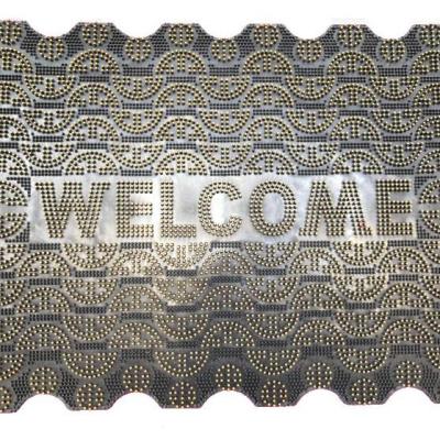 China Welcome PVC Front Self Cleaning Sign Non-Slip Door Mat For Front Entrance Word Printed for sale