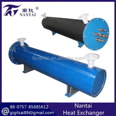 China Pool /aquarium chiller /compressor/heat pump etc. 35 HP Shell and Tube Heat Exchanger Condenser Evaporator for sale