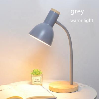 China High Quality Modern Wood Eyecare Table Light Industrial Metal Bedside Light Shade Reading Lamps Iron Desk Light Wood for sale