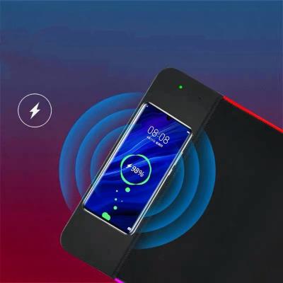 China Non-Slip For QI Radio 10W Radio Charger RGB Mobile Phone Mousepad LED Light Gaming Mousepad Desktop PC Laptop Laptop Filling Flat Mat for sale