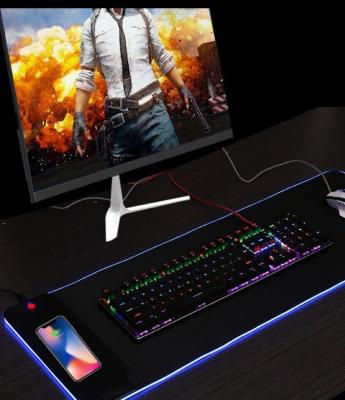 China Non-slip Mousepad Mat Keyboard Non-Slip Base For Mouse Pad Gamer RGB Gaming Mousepad XXL With 15W Wireless Charger 800*300mm for sale