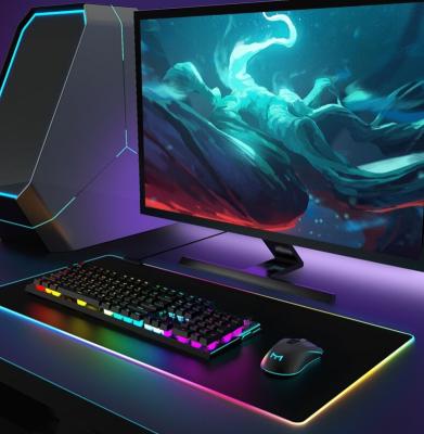 China Mat Computer Pc Gaming Table Gamer Mausepad Desk Mat Backlit Soft Mat RGB Mousepad Keyboard Gaming Mat for sale