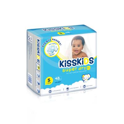 China Wholesale Free Sample Kisskids Super Dry Baby Care Printed Newborn Disposable Diapers for sale