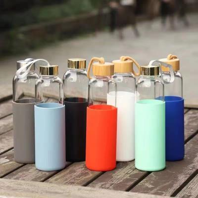 China Business Niceone Coffee Thermos Silicone Sleeve Protective Water Bottle With Rope Glass Vacuum Flask for sale