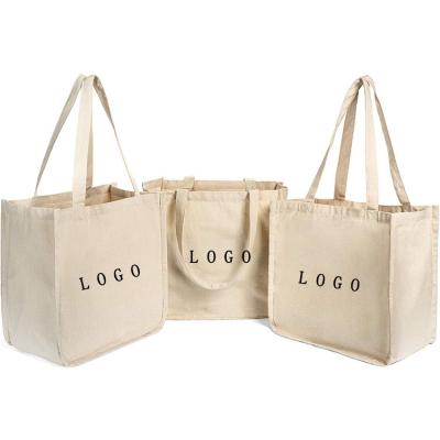 China Wholesale Canvas White High Quality Custom Printing Canvas Bag Natural Empty Reusable Shoulder For Shopping Tote Bag With Logo for sale