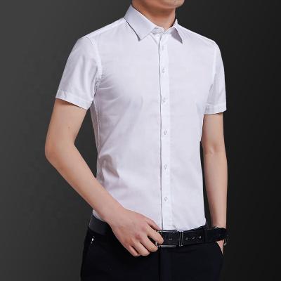 China Gulidd Men Casual Dress Shirts Fashionable White Slim Fit Short Sleeve Shirts Custom Anti-Shrink Business Shirts For Men for sale