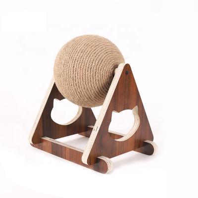 China Sustainable Pet Toy Interactive Solid Wood Scratcher Ball For Medium Small Cat for sale