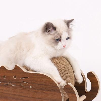 China Stocked Wooden Cat Climbing Frame Cat Scratching Ball Scratching Board for sale